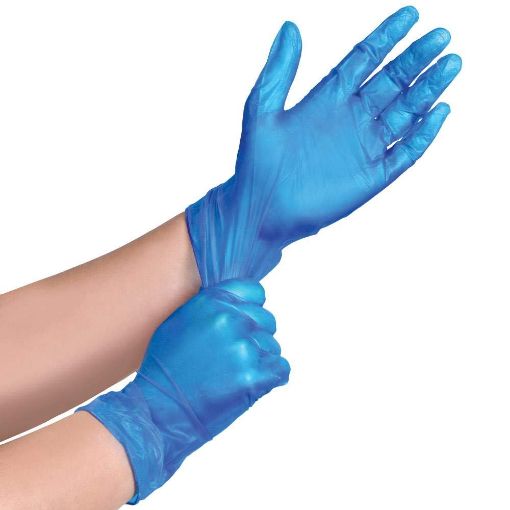 Picture of MEDIUM BLUE VINYL GLOVES POWDER FREE X100