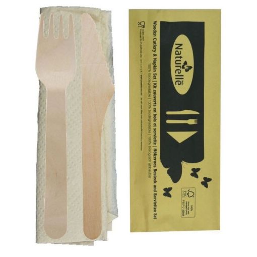 Picture of BIRCHWOOD 3 IN 1 FORK+KNIFE+2PLY NAPKIN